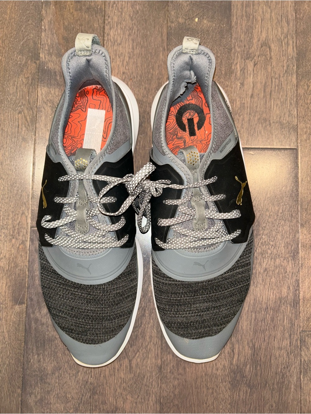 Puma Men’s Gray, Black and Gold Ignite Golf Sneakers size 12